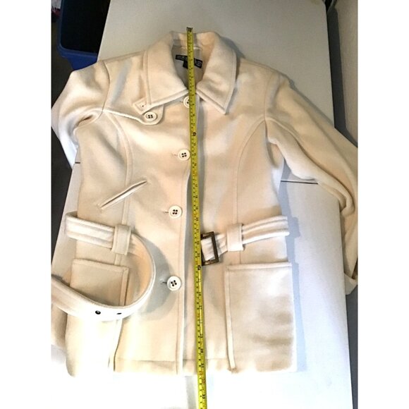STATIC - WOMENS OFF-WHITE BUTTON-DOWN WOOL JACKET WITH BELT SIZE X-LARGE - Picture 6 of 7